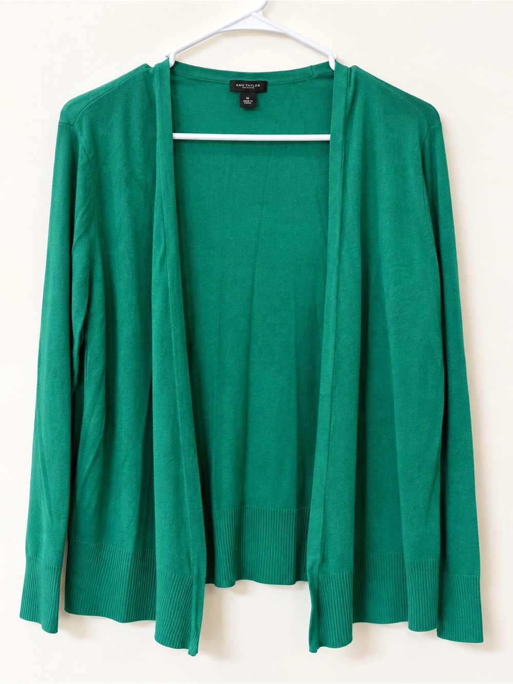 Ann Taylor Factory Green Open-Front Cardigan